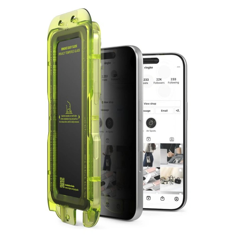 Ringke Easy Slide Privacy grūdintas stiklas, skirtas Apple iPhone 17 Pro Max (2 vnt.)