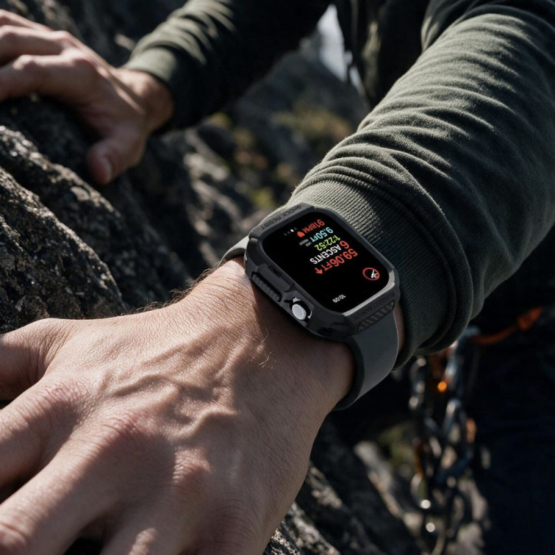 Spigen Rugged Armor ACS11886 dėklas, skirtas Apple Watch 12 46 mm, matinis juodas