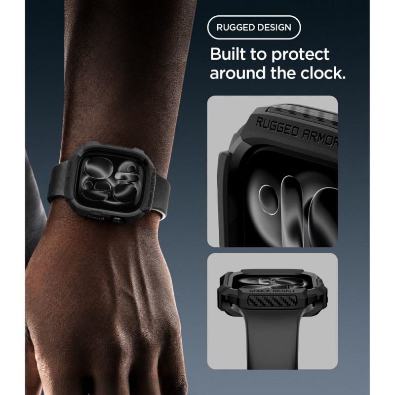 Spigen Rugged Armor ACS11886 dėklas, skirtas Apple Watch 12 46 mm, matinis juodas