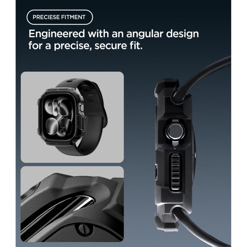 Spigen Rugged Armor ACS11886 dėklas, skirtas Apple Watch 12 46 mm, matinis juodas