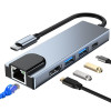 Tech-Protect V3 5in1 USB-C šakotuvas, pilkas