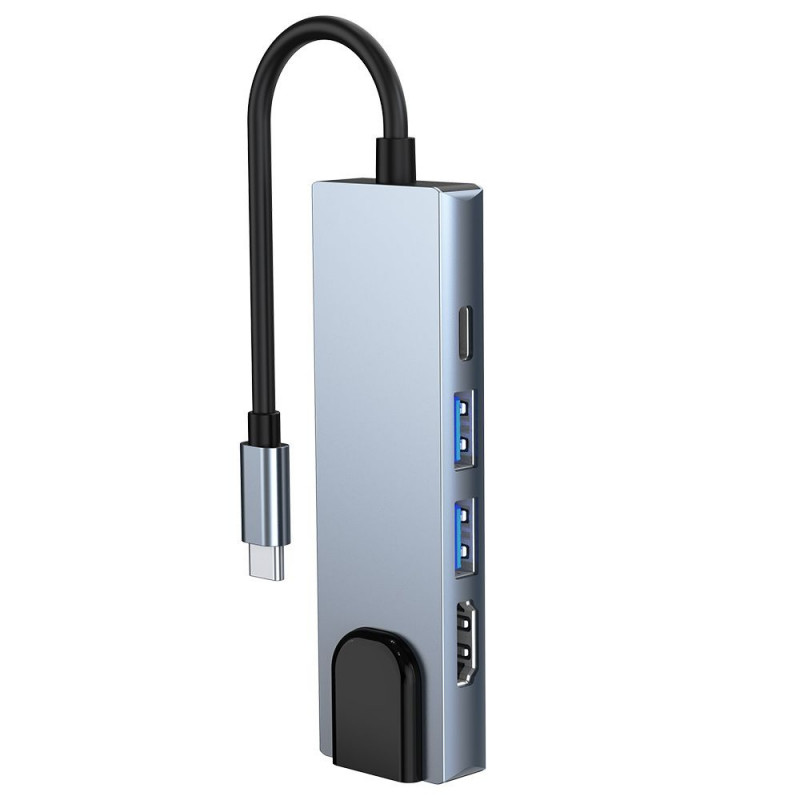 Tech-Protect V3 5in1 USB-C šakotuvas, pilkas