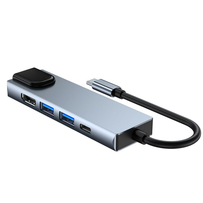 Tech-Protect V3 5in1 USB-C šakotuvas, pilkas