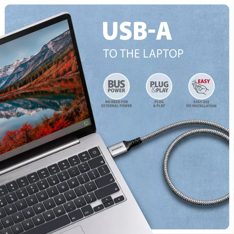 Goobay AXAGON ADE-AM15 USB-A į Gigabit Ethernet adapteris su integruotu 1,5 m CAT6 kabeliu