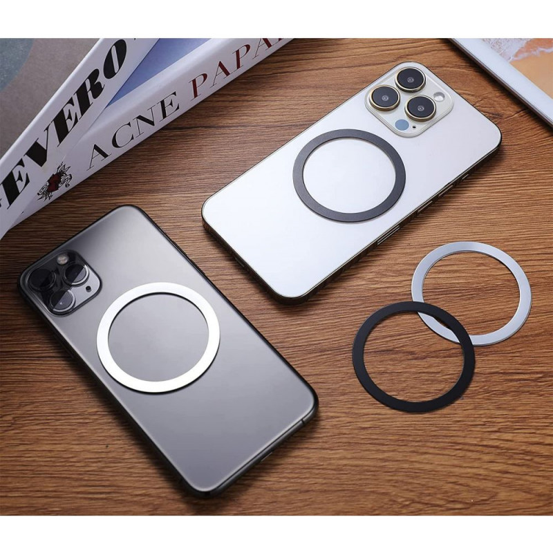 Tech-Protect MagMat MagSafe universalus magnetinis žiedas, juodas ir sidabrinis (2 vnt.)