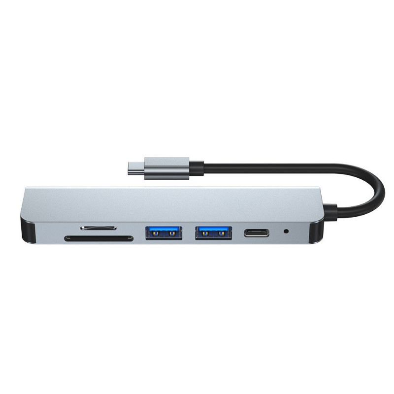 Tech-Protect V4 6-in-1 USB-C šakotuvas, pilkas