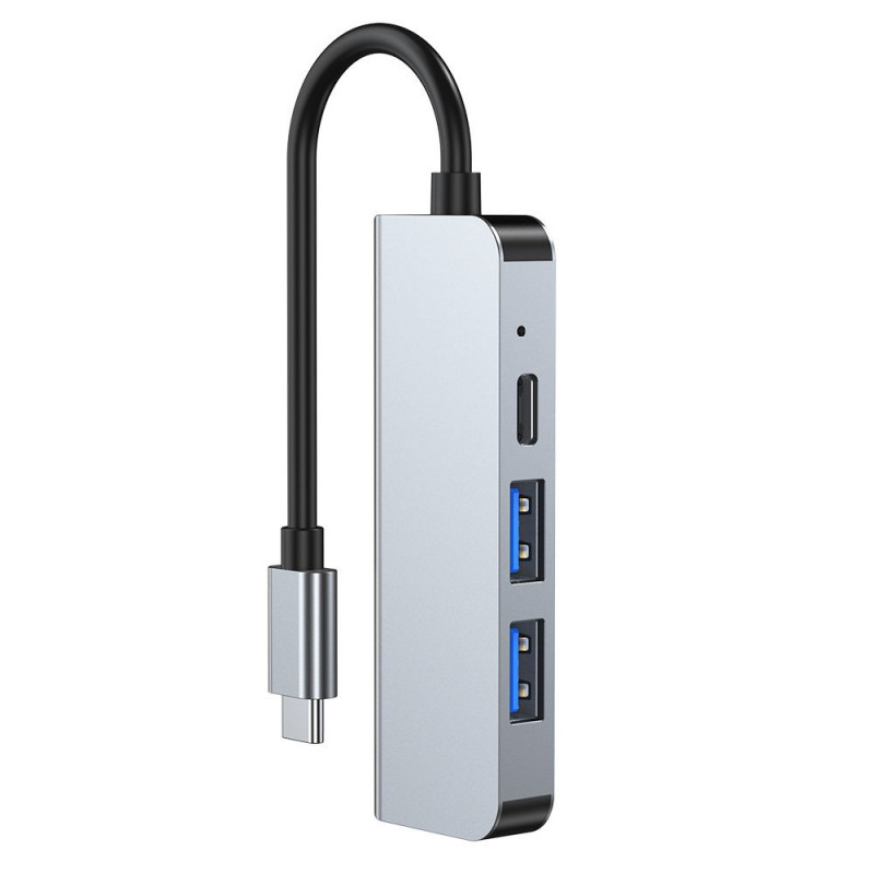 Tech-Protect V2 4-in-1 USB-C šakotuvas, pilkas
