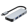 Tech-Protect V2 4-in-1 USB-C šakotuvas, pilkas