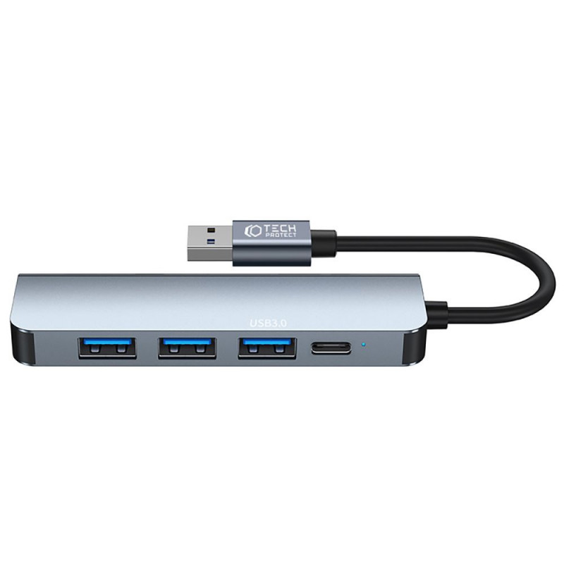 Tech-Protect V0-HUB 5in1 USB-A šakotuvas, pilkas