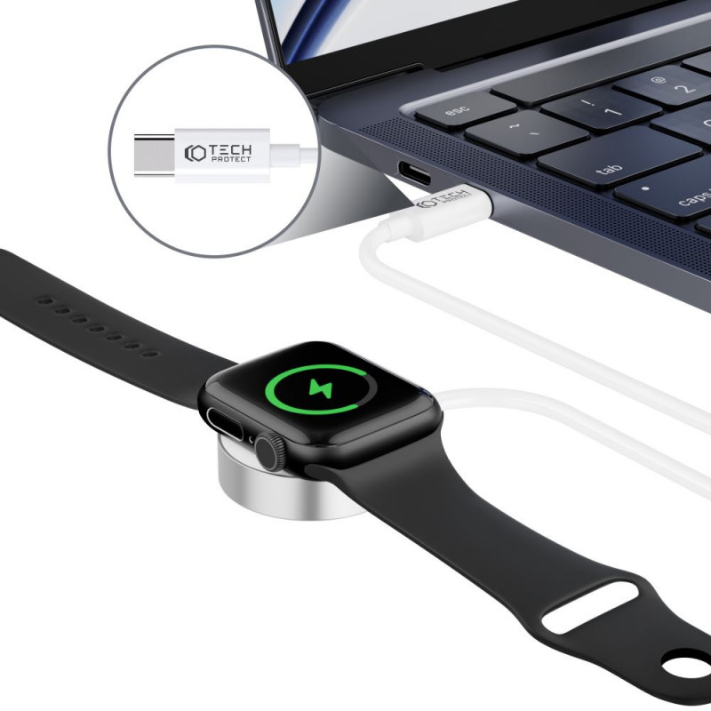Tech-Protect UltraBoost magnetinis įkroviklis Apple Watch, USB-C, 120 cm, baltas