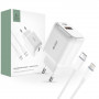 Tech-Protect C20W 2 prievadų sieninis įkroviklis PD 20W QC 3.0 su Lightning kabeliu, baltas