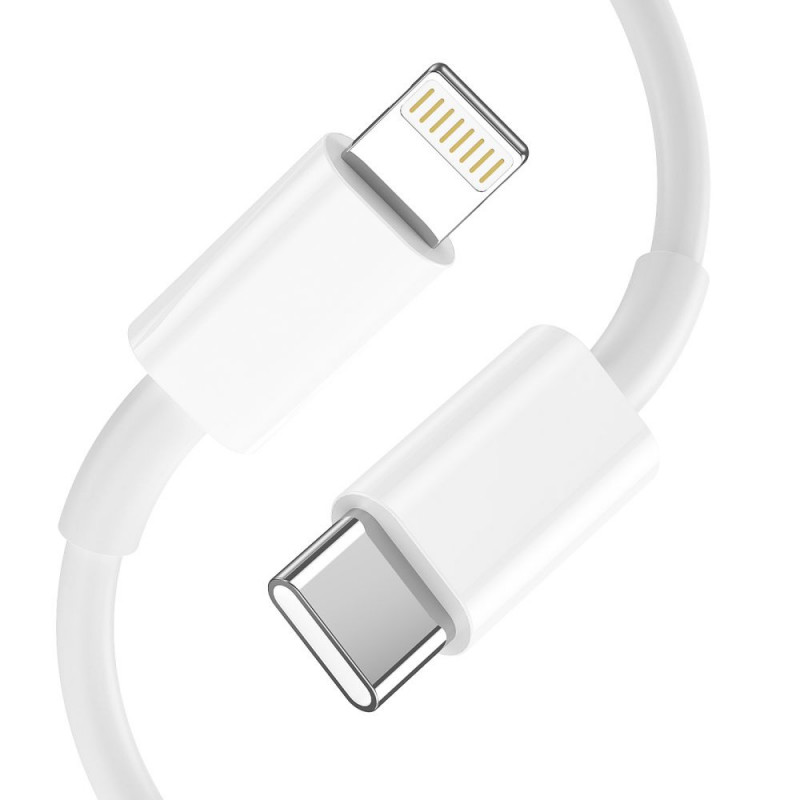 Tech-Protect C20W 2 prievadų sieninis įkroviklis PD 20W QC 3.0 su Lightning kabeliu, baltas