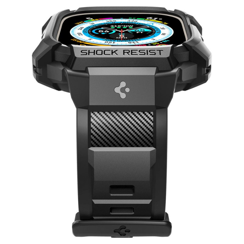 Spigen Rugged Armor Pro apyrankė su korpusu, skirta Apple Watch Ultra 1 / 2 / 3 49 mm, juoda