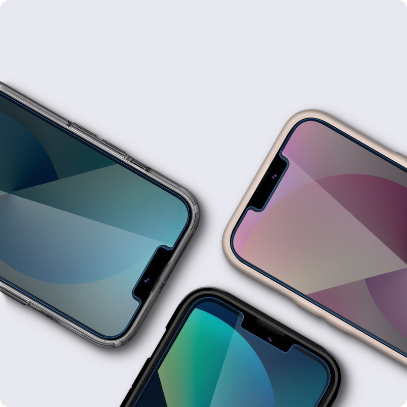 Spigen GLAS.tR EZ Fit grūdintas stiklas, skirtas Apple iPhone 13 / 13 Pro / 14 / 16e / 17e, permatomas