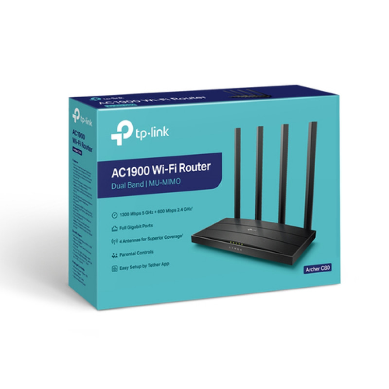 TP-Link Archer C80 AC1900 dviejų dažnių belaidis maršrutizatorius (V2.4)