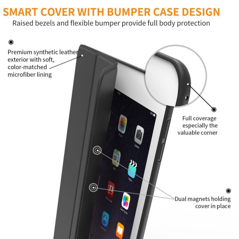 Tech-Protect Smartcase THP770BLK dėklas, skirtas Apple iPad 9.7 (2017/2018, 5/6 kartos), juodas