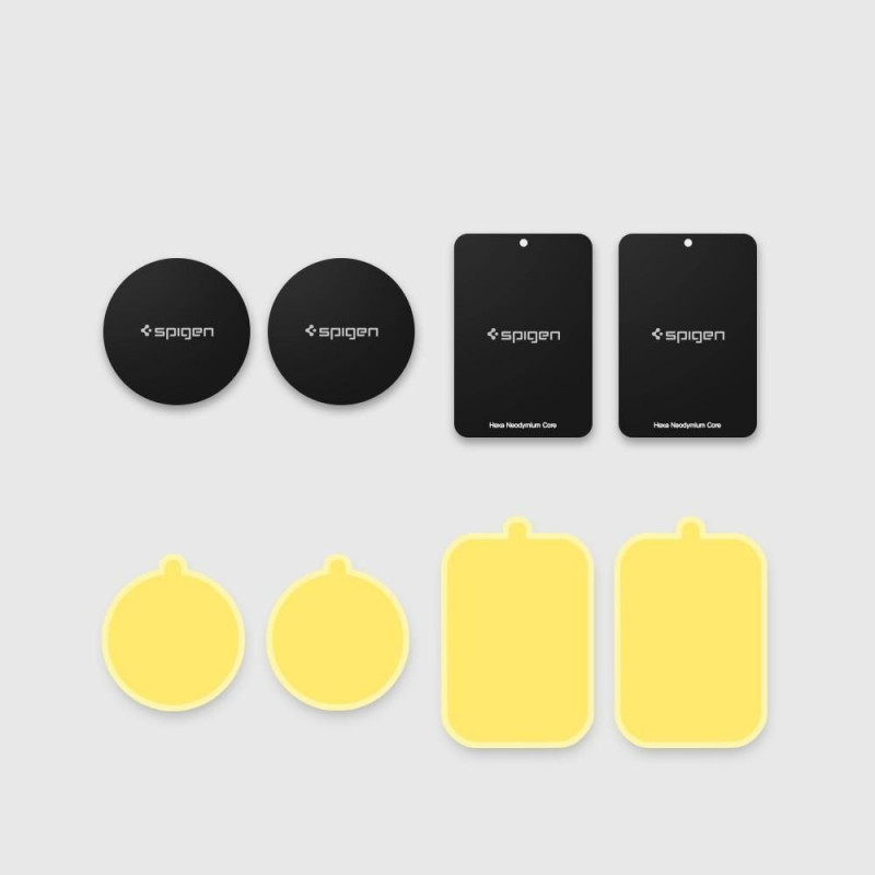 Spigen MP-4P magnetinės metalinės plokštelės automobiliniams telefono laikikliams 000EP20342, juodos (4 vnt.)