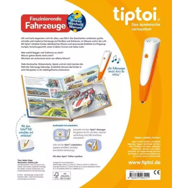 Ravensburger tiptoi Wieso? Weshalb? Warum? Faszinierende Fahrzeuge, vokiškas leidimas
