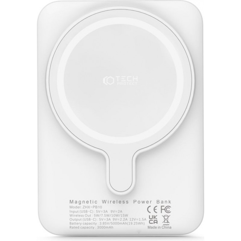 Tech-Protect PB10 LifeMag MagSafe nešiojamas įkroviklis 5000 mAh 15 W (THP1282WHT), baltas