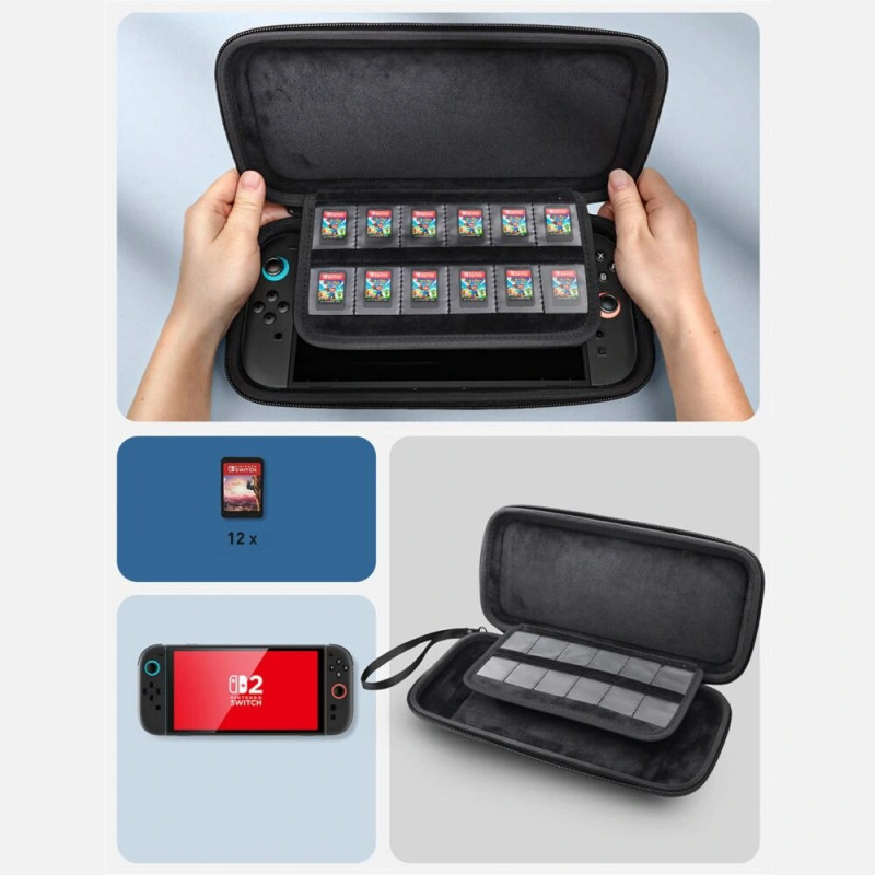 Supcase nešiojamoji mini dėžutė, skirta Nintendo Switch 2, juoda