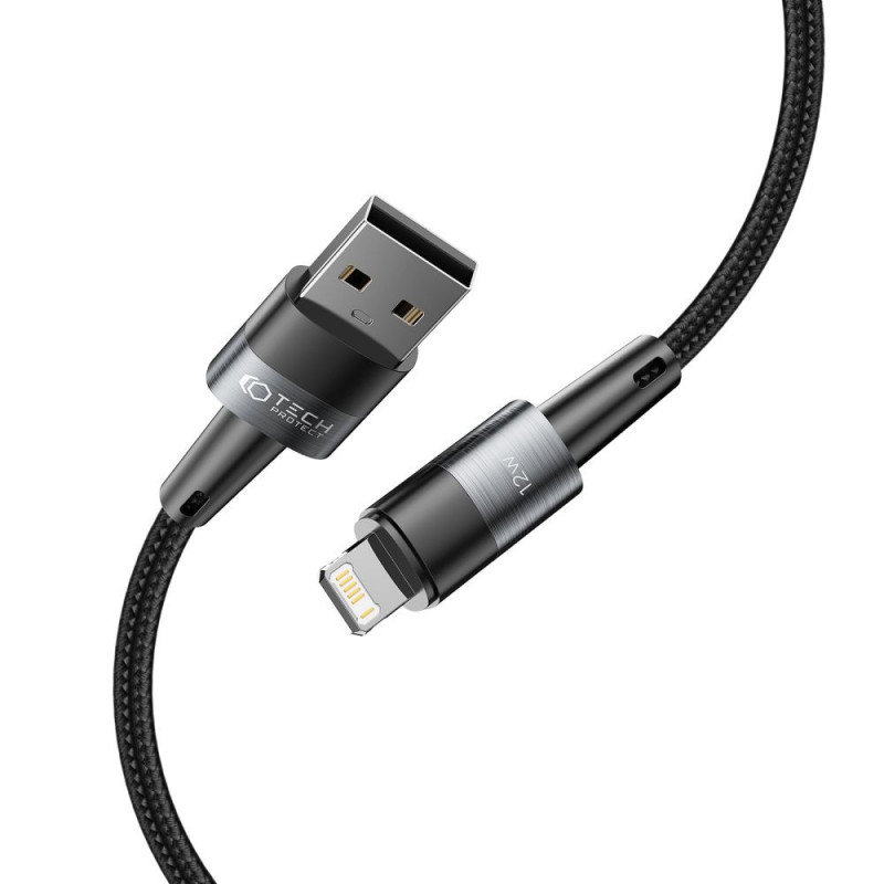 Tech-Protect UltraBoost USB-A/Lightning kabelis 12W 2.4A 100 cm, pilkas