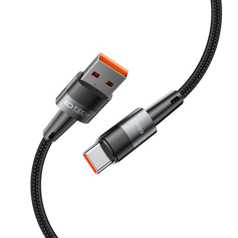 Tech-Protect UltraBoost USB-A/USB-C kabelis 66W 6A 200 cm, pilkas