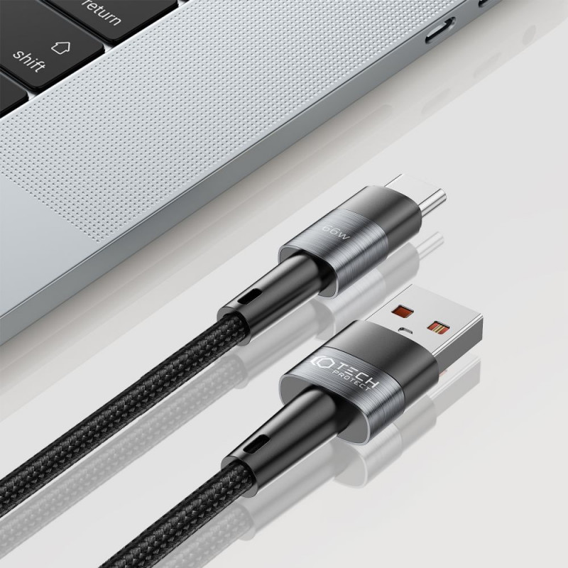 Tech-Protect UltraBoost USB-A/USB-C kabelis 66W 6A 100 cm, pilkas