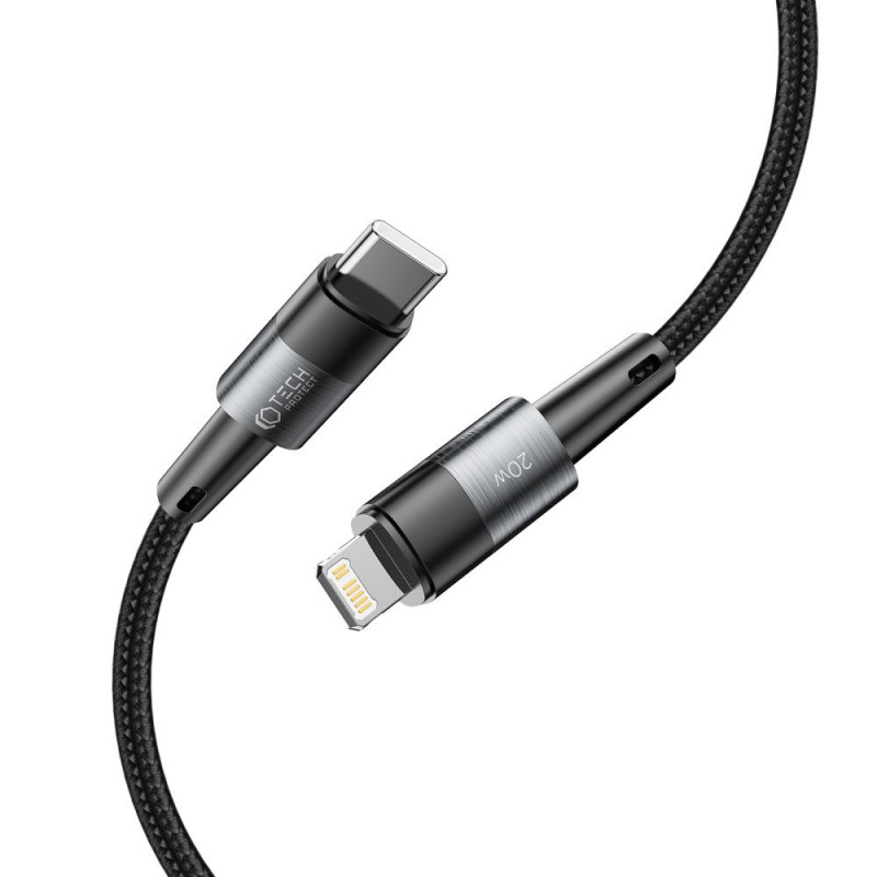 Tech-Protect UltraBoost USB-C/Lightning kabelis PD 20W 3A 200 cm, pilkas