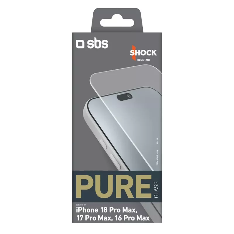 sbs mobile SBS Pure Glass grūdintas stiklas, skirtas iPhone 18 Pro Max / 17 Pro Max / 16 Pro Max (1 vnt.)