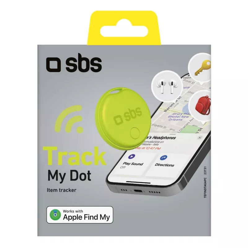 SBS Track My Circle ieškiklis, suderinamas su Apple Find My, žalias