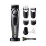 Braun BeardTrimmer 7 BT7420 barzdos trimeris su kirpėjo įrankiais, plaunamas, įkraunamas, pilkas
