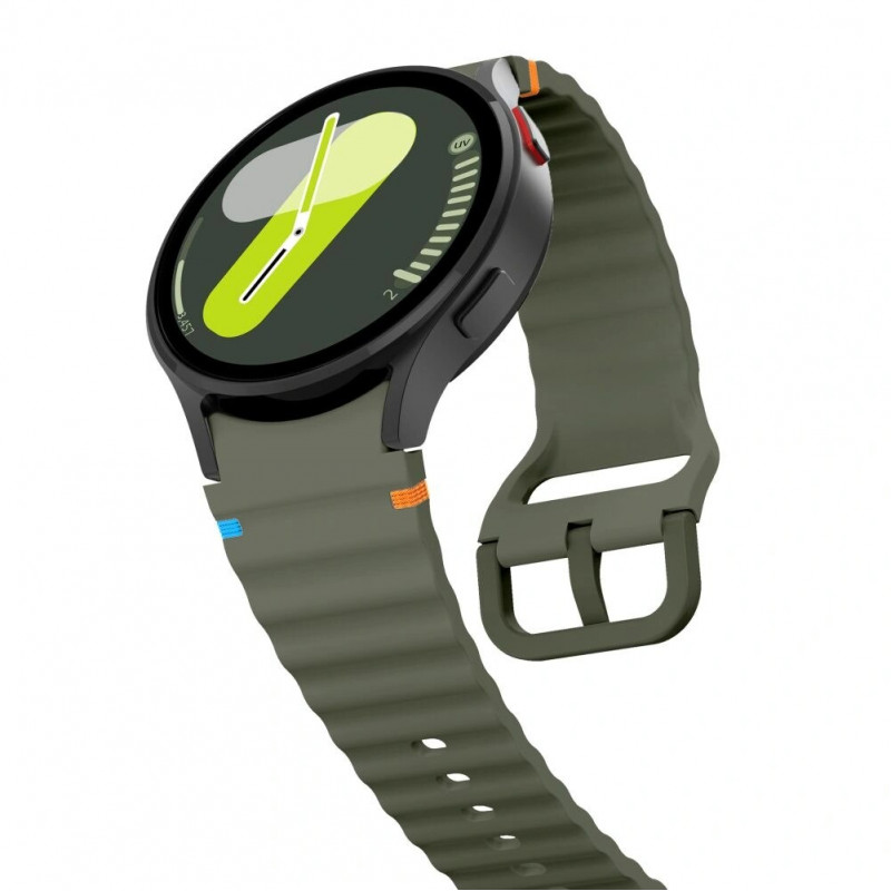 Tech-Protect silikoninis sportinis dirželis THP3054, skirtas Samsung Galaxy Watch 4/5/5 Pro/6/7/FE, Army Green