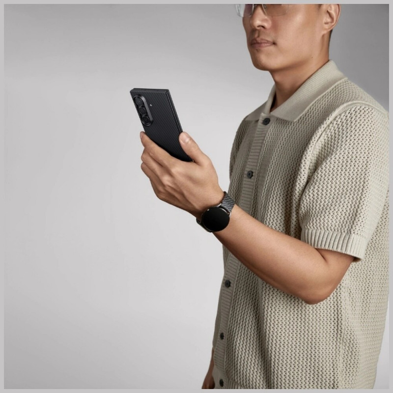 PITAKA itin plonas MagSafe dėklas skirtas Samsung Galaxy Z Fold7, juodai pilkas
