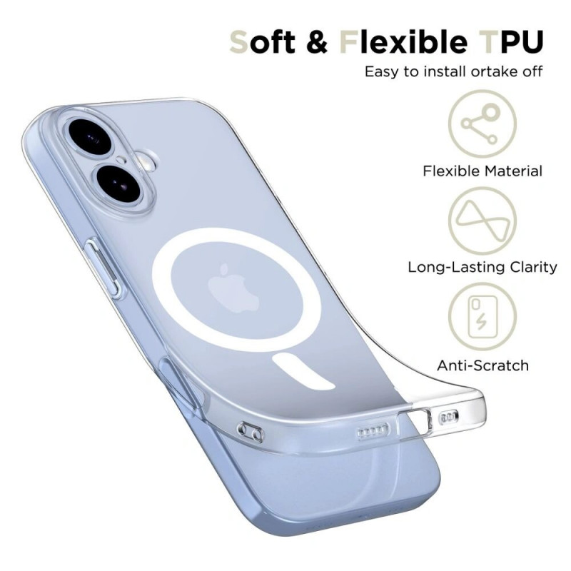 Tech-Protect FlexAir MagSafe dėklas, skirtas Apple iPhone 17, permatomas