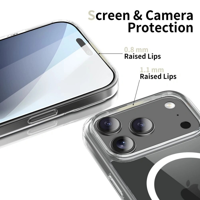 Tech-Protect Flexair Hybrid MagSafe dėklas, skirtas Apple iPhone 17 Pro, permatomas