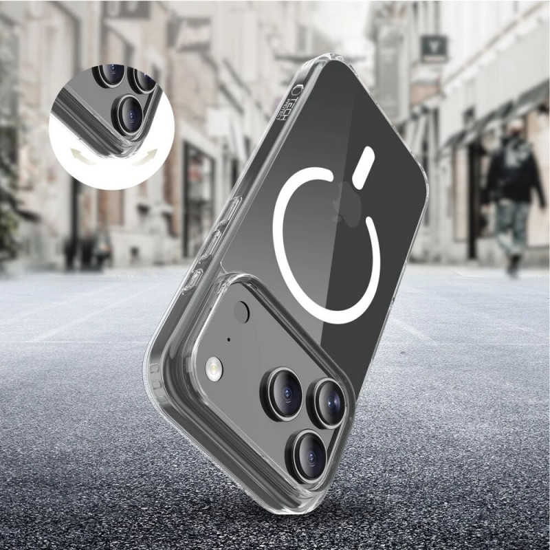 Tech-Protect Flexair Hybrid MagSafe dėklas, skirtas Apple iPhone 17 Pro, permatomas