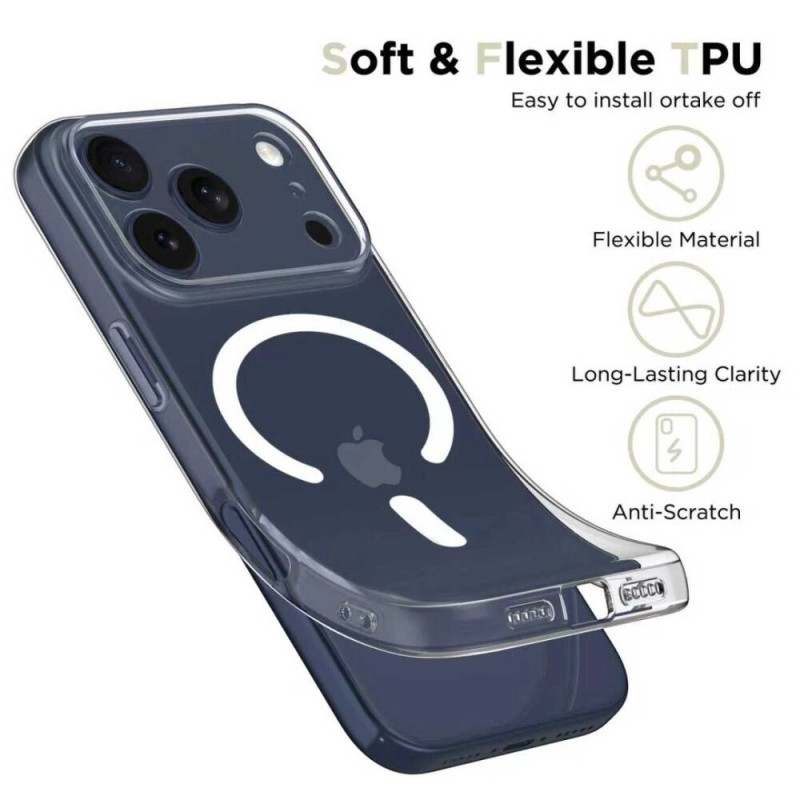Tech-Protect FlexAir MagSafe dėklas THP4599, skirtas Apple iPhone 17 Pro, permatomas