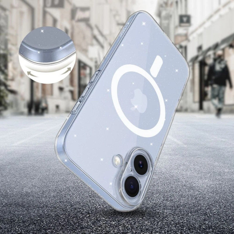 Tech-Protect FlexAir MagSafe dėklas, skirtas Apple iPhone 17, permatomas blizgus