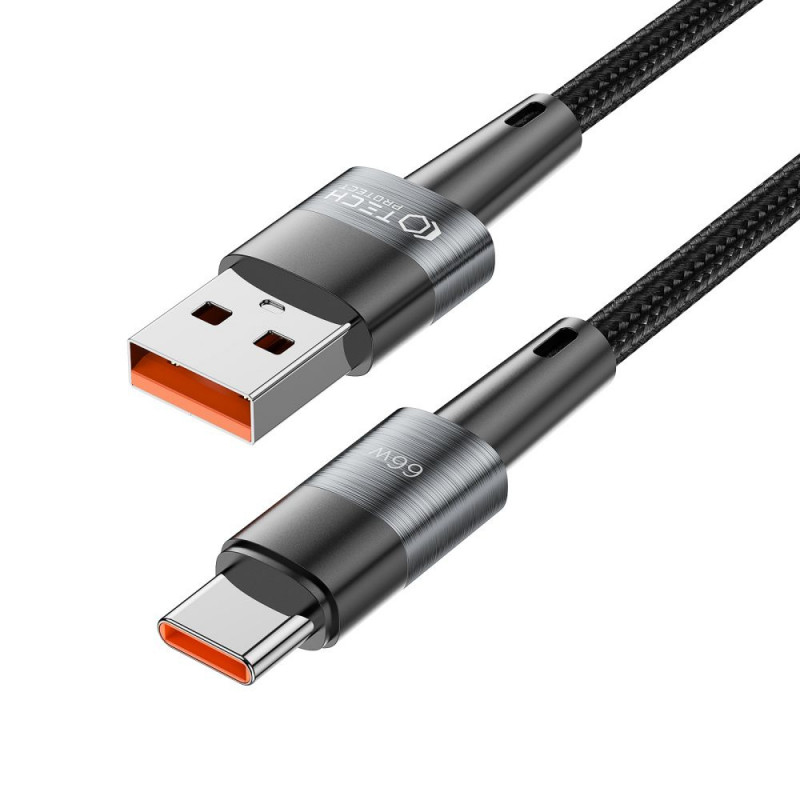 Tech-Protect Ultraboost USB-A / USB-C kabelis, 66W, 6A, 50 cm, pilkas