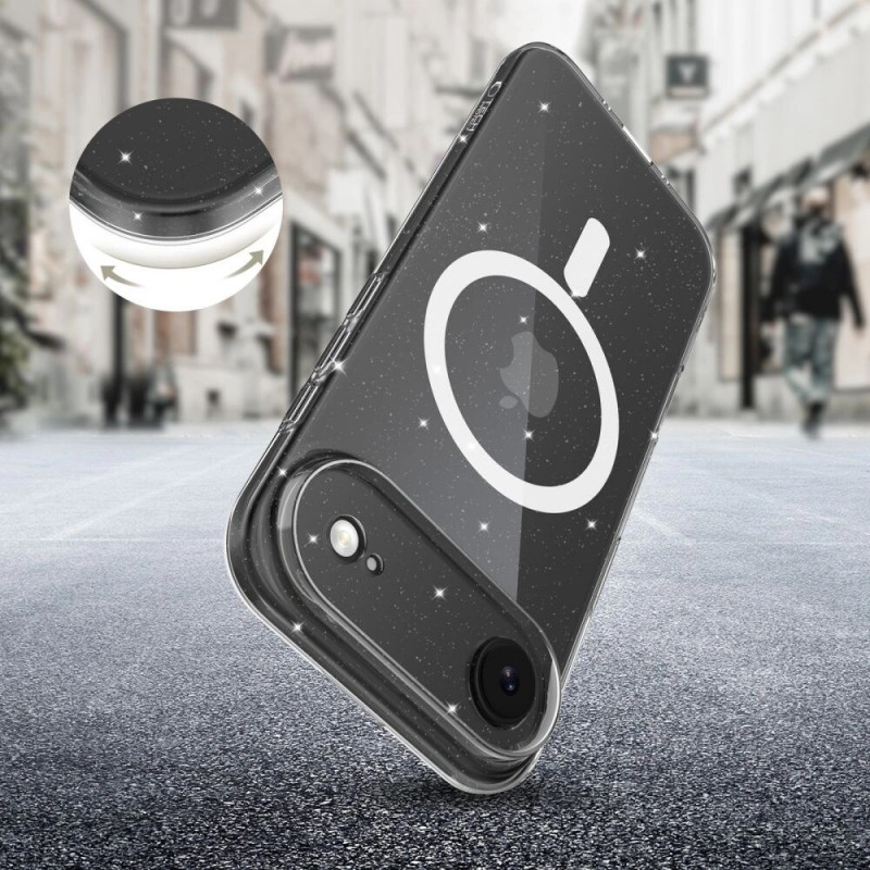 Tech-Protect FlexAir MagSafe dėklas, skirtas Apple iPhone Air, permatomas blizgus