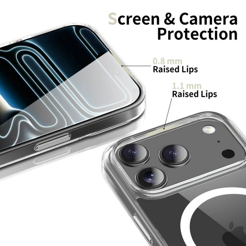 Tech-Protect Flexair Hybrid CC MagSafe dėklas, skirtas Apple iPhone 17 Pro, permatomas