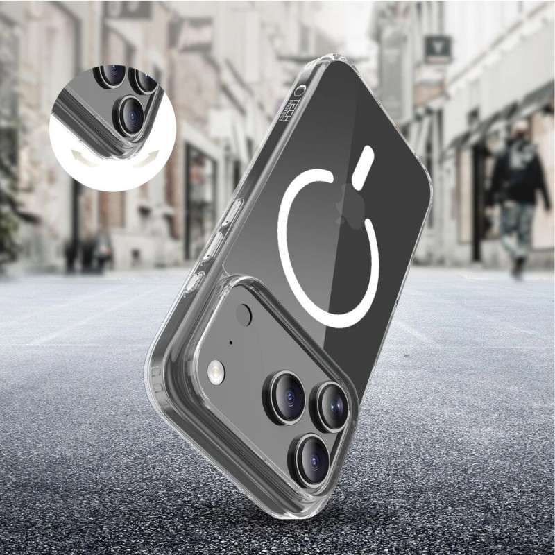 Tech-Protect Flexair Hybrid CC MagSafe dėklas, skirtas Apple iPhone 17 Pro Max, permatomas