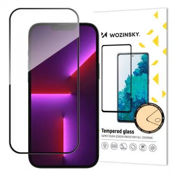 Wozinsky Full Glue Case Friendly grūdintas stiklas su rėmeliu, skirtas iPhone 15 Pro Max, juodas