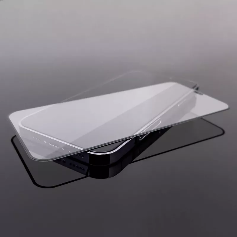 Wozinsky Full Glue Case Friendly grūdintas stiklas su rėmeliu, skirtas iPhone 15 Pro Max, juodas