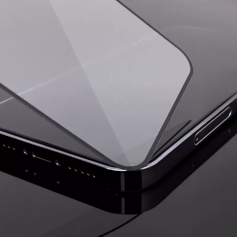 Wozinsky Super Tough Full Glue grūdintas stiklas su korpusui draugišku rėmeliu, skirtas iPhone 14 Plus / 13 Pro Max, juodas