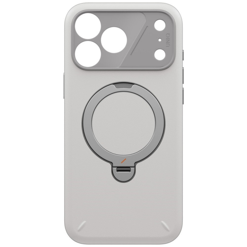 UNIQ Elix dėklas, skirtas Apple iPhone 18 Pro Max / 17 Pro Max, 360° besisukantis atrama, šviesiai pilkas