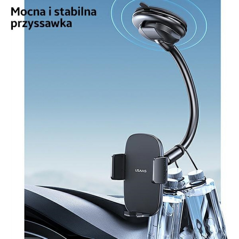 USAMS US-ZJ065 prietaisų skydelio automobilinis telefono laikiklis su siurbtuku, juodas (ZJ065ZJ01)