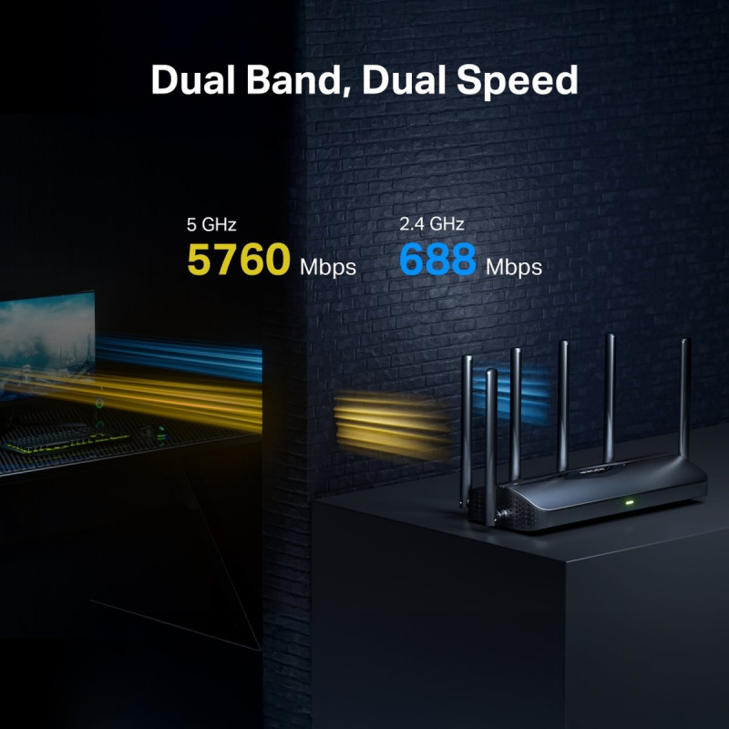 Mercusys MR37BE dviejų dažnių Wi-Fi 7 maršrutizatorius, iki 6500 Mbps