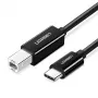 Ugreen US241 USB-C 2.0 į USB-B spausdintuvo kabelis, 1 m, juodas