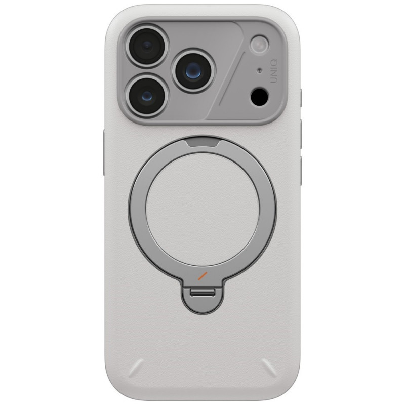 UNIQ Elix dėklas, skirtas Apple iPhone 18 Pro / 17 Pro, 360° pasukamas atrama, šviesiai pilkas